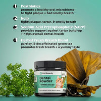 Cat Breath Freshener Dental Powder for Teeth Cleaning Plaque Off, Dental Care for Cats, Tartar Remover for Teeth with Natural Herbal Blend (60 Day Supply)