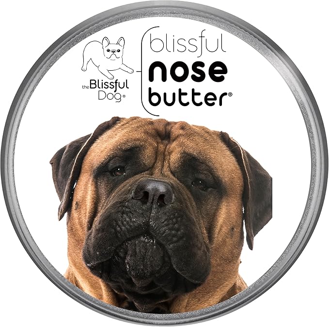 The Blissful Dog Bullmastiff Nose Butter for Dry, Cracked Skin, Lick-Safe Dog Nose Balm with Moisturizing Shea Butter, Almond, Olive, and Essential Oils, Pet Supplies, Uncented, 4 oz.