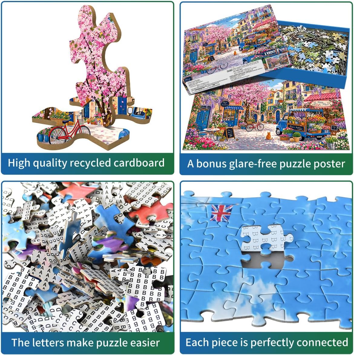 1000 Piece Jigsaw Puzzle, French Riviera Flower Market - Flower Town - image 3