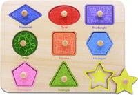 Aile Toddler Wooden Preschool Learning Shape Peg Puzzle Board Toys – Fun for Kids & Family - Shape Puzzle
