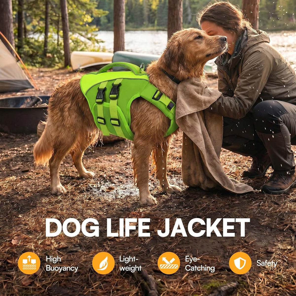 Dog Life Jacket Medium,Ripstop Dog Flotation Vest for Medium Dogs – Essentials for Dogs - Small / Green - image 2