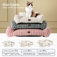 Cat Couch Bed with Fluffy Faux Rabbit Fur for Indoor Cats - Off White / Large: 36"L x 27"W x 10"Th - image 4