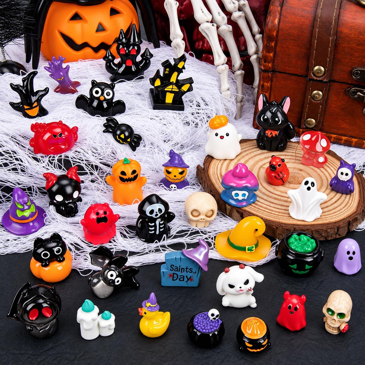44Pcs Halloween Mini Ghost Figurines 44 Styles Luminous Resin - 54pcs-halloween Figures - image 2