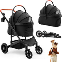 Bicystar Dog Stroller with Detachable Carrier, Rubber Wheels - Black