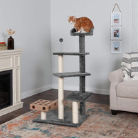 FurHaven 69.3" Tall Cat Scratching Post Tower for Indoor Cats - Cat Tower / Playstairs Playground (Gray) - image 3