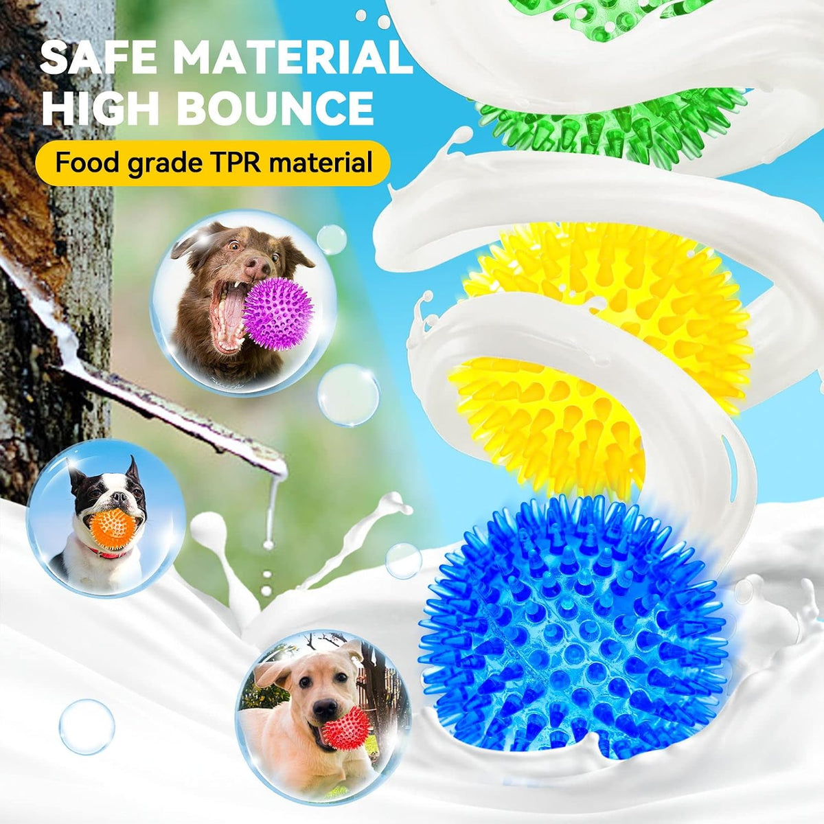 Squeaky Balls for Pet Small Puppy - Large Set of 6 / Multi - image 4