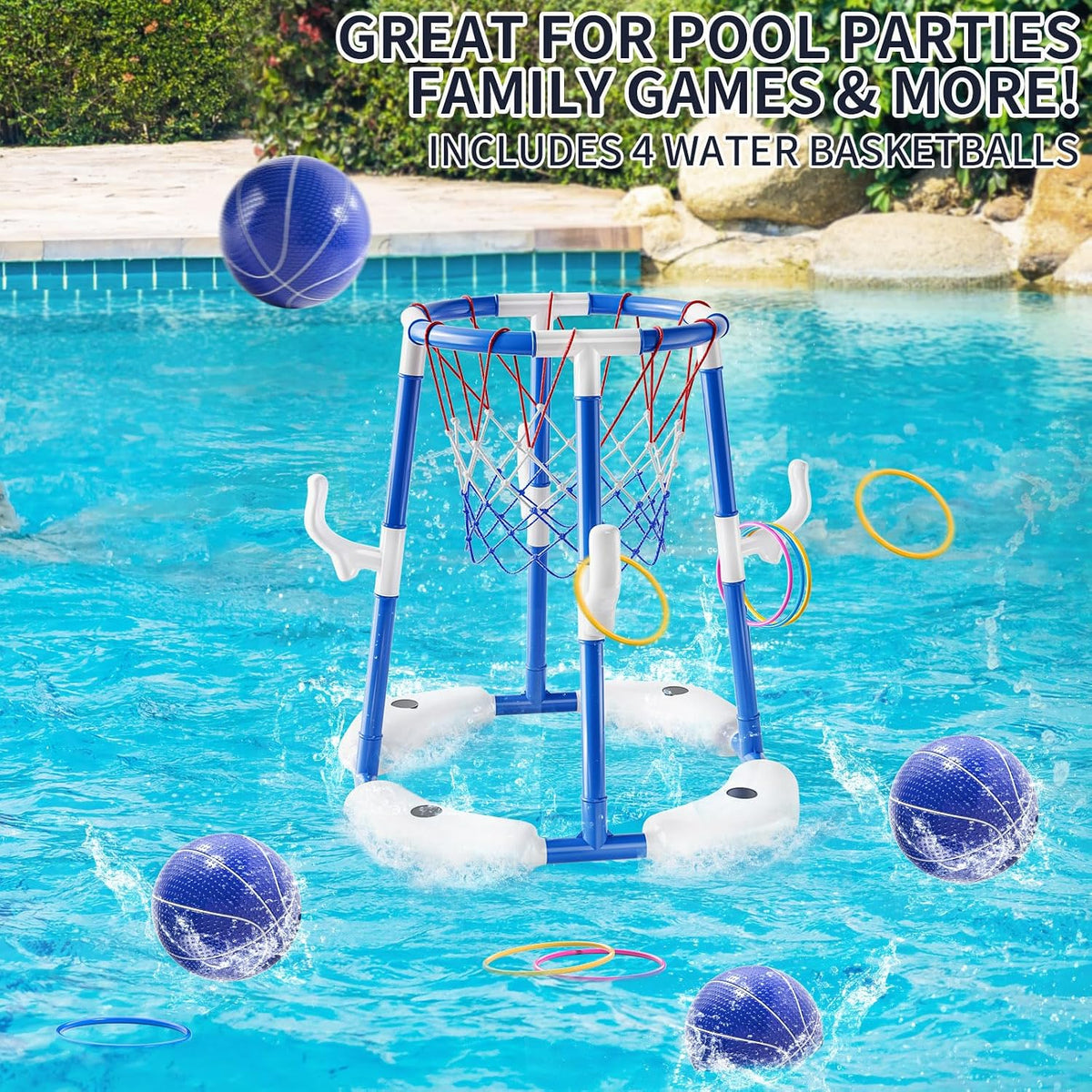 NIPLOOOW Pool Basketball Hoop - Floating Basketball Hoop-Blue - image 3