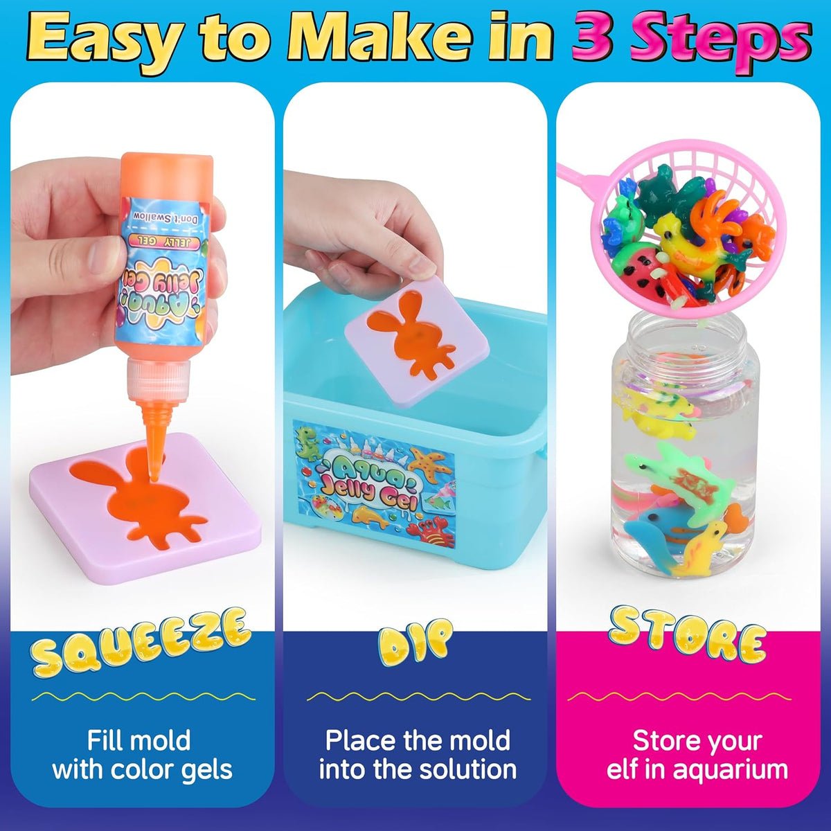 wookidel magic water gel elf kit with ocean animal molds and gel bottles - view 2