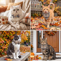 Fall Cat Collar with Bowtie - 7.5"- 10.5" / Light Brown - image 2