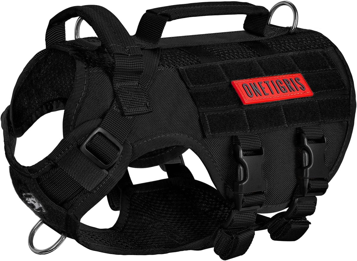 OneTigris No Pull Tactical Dog Harness for Medium Dogs - Black / XS