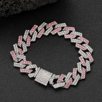 Pink Dog Necklace,Rhinestone Dog Chain Necklace Bling Diamond Cuban Link Dog chainCollars Glitter - 20 inch(Max Neck 19") / Pink - image 2