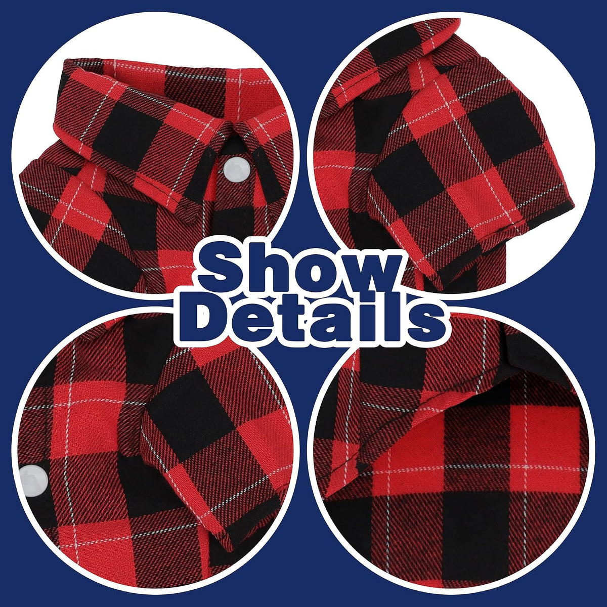 Plaid Dog Shirt: Classic Checkered Style in Pure Cotton for Large - XS-(2~4lb) | Chest(~13.7") / Red - image 2