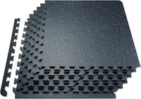 VEVOR 0.56 Inch Thick Gym Floor Mats, 12 Tiles Rubber Top with EVA Foam, 25" x 25" Gym Flooring Workout Mat with 48 sq.ft Coverage, Interlocking Puzzle Gym Mats for Home, Garage, Black & Blue