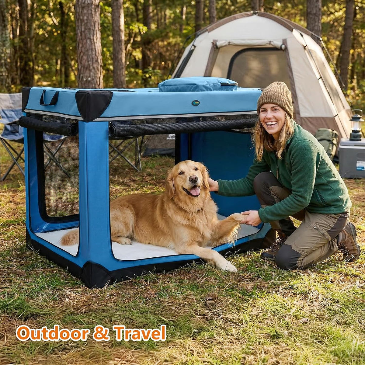 Ownpets Collapsible Dog Crate - Blue / 42.0"L x 31.0"W x 31.0"H - image 4