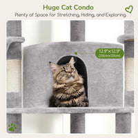 Globlazer Corner Stable Cat Tree Tower with Scratching Post, C51 - 51inch / Light Gray - image 4