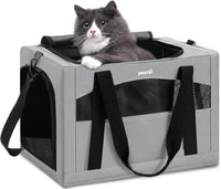 Pecute Cat Carrier Stable, Pet Carrier with Privacy Partition - Gray Regular / 16.9"L x 11.0"W x 11.0"H