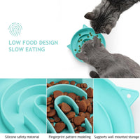 Coomazy Slow Feeder Cat Bowl Silicone Pet Puzzle Feeder for Slow - Cyan / 1 Cup - image 4