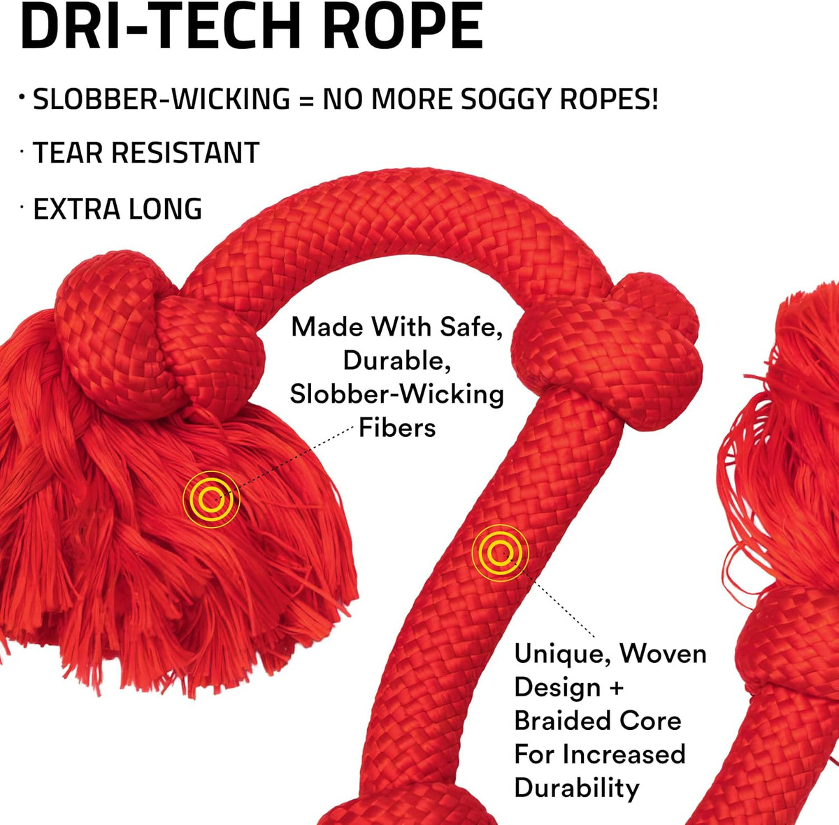 Playology Tug Rope Dog Toys for Large Dogs, Peanut Butter Scent - Mega / Beef - image 2