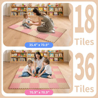 Foam Play Mat for Baby, Soft Non-Toxic Baby Playmat - Beige/Loli Pink / 16 Pcs/47.2*47.2 - image 3
