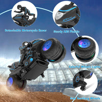Eulogia remote control motorcycle with glowing RGB wheels, detachable rider and side wheels - view 5