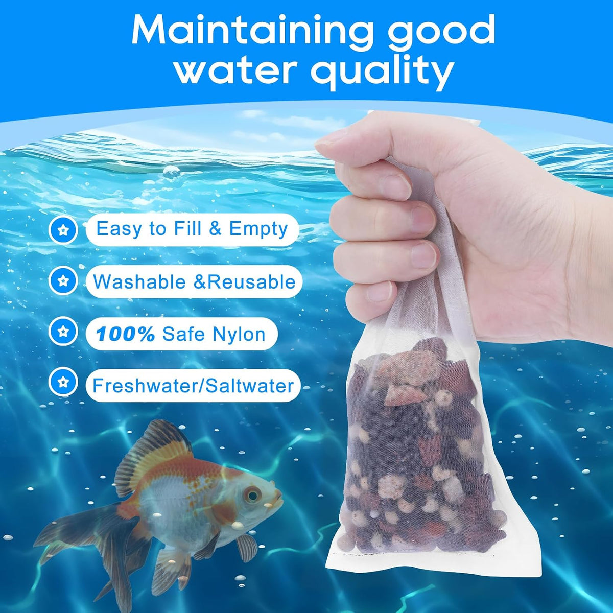 10pc Filter Media Bags for Aquarium - 3.1" x 7.9" - 15pack / White - image 3