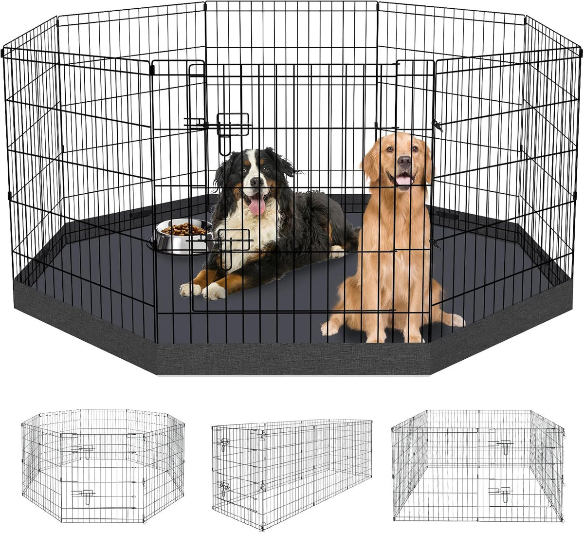 PEEKABOO Foldable Rustproof Dog Playpen with Door, 8 Panels 24"H – Essentials for Dogs - 8 Panels 30"H x 24"W Playpen+Bottom Pad