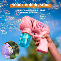 JOYIN 2 Kids Bubble Gun with 2 Bottles Refill Solution - Pink+purple - image 2