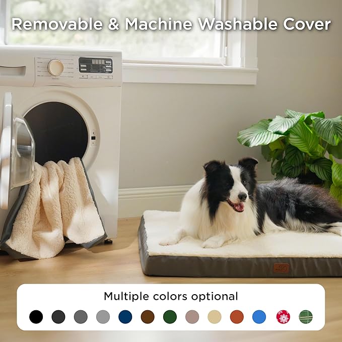 Bedsure Dog Beds Large Sized Dog - Orthopedic Flat Pet Beds with Removable Washable Cover, Egg Crate Foam Puppy Mat, Suitable for Pet Up to 65 lbs