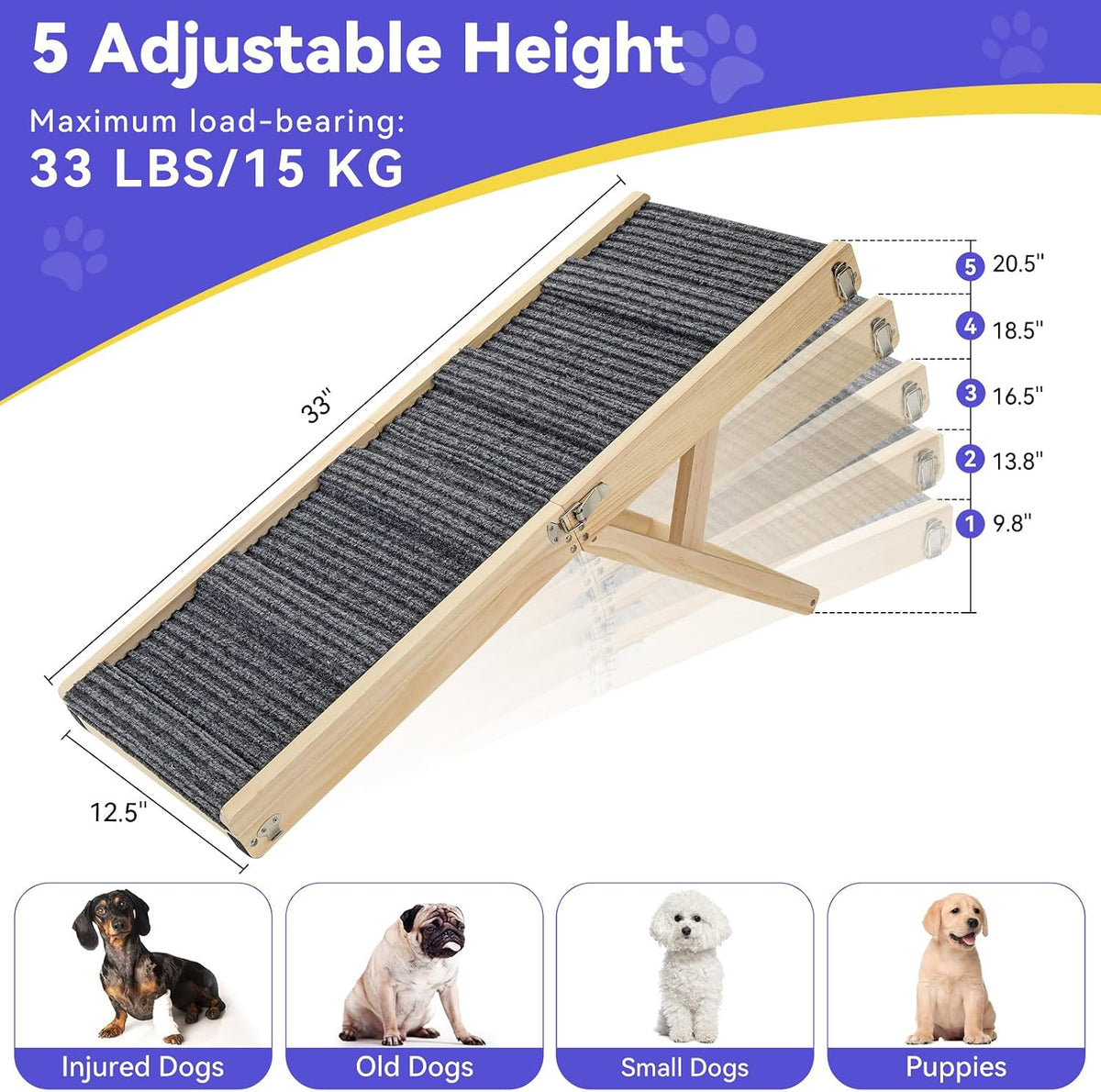 Pawaboo 2026 Upgraded Small Dog Ramp for Couch Foldable - A-wood Color / 80×30cm-for couch - image 2