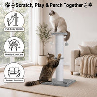 34-Inch Tall Cat Scratching Post for Large Cats, Stable Base - Light Gray - image 3