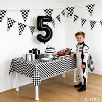 Pennant Banner Flags Pastel for Birthday Classroom Outdoor 4 Strings – Fun for Kids & Family - Black White Checkered - image 2