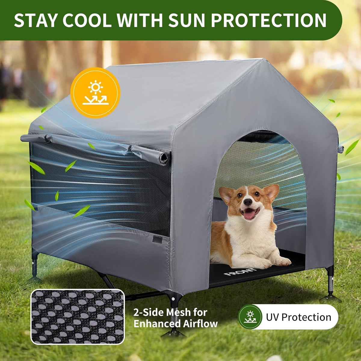 Summertrail 42" Large Dog House Outdoor Indoor Elevated Dog Cot Tent - image 2