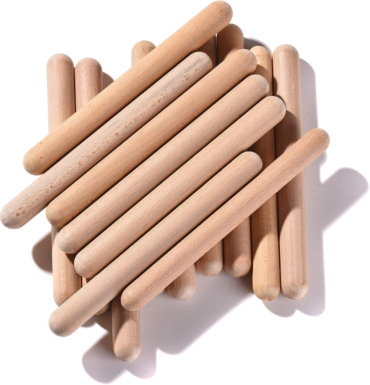 MGTECH 16-pack of 8 inch natural beech wood lummi rhythm sticks with carry bags