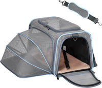 Petsfit Medium Expandable Cat Carrier for Air Travel - 17.0"L x 11.0"W x 11.0"H / Light Gray