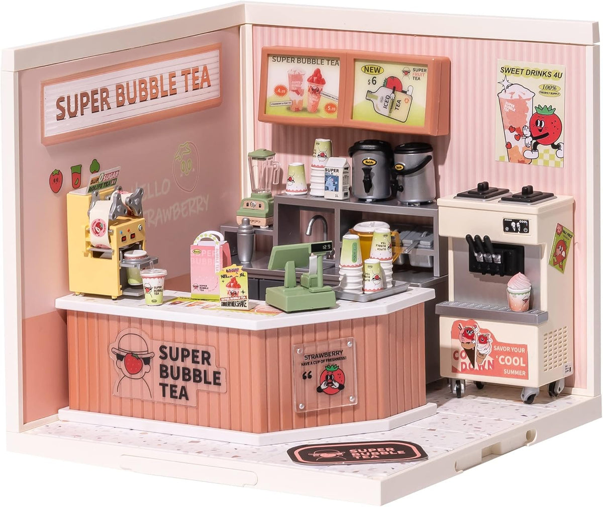 Rolife Super Creator miniature house kit, Double Joy Bubble Tea shop with LED light - view 3