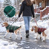 Winter Dog Jackets, Reversible Dog Coat with Leash Hole - Red / XL - image 3