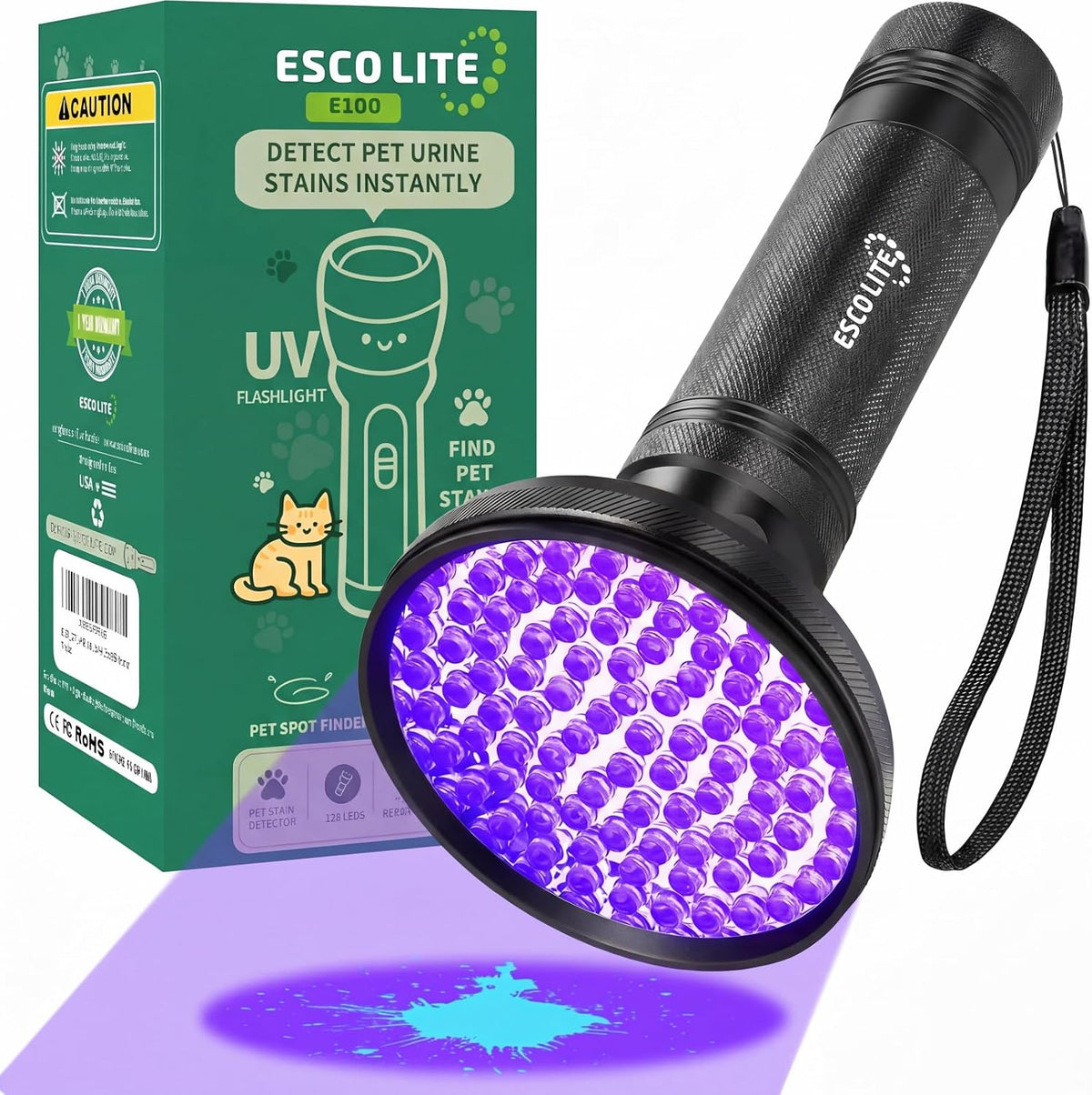 UV Flashlight Black Light - 100 LED