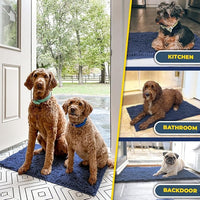 Muddy Mat® Pack of 3 Highly Absorbent Microfiber Dog Door Mat and Pet Rug, Non Slip Thick Washable Area Mat Soft Chenille for Kitchen Bathroom Bedroom and Outdoor - Navy Blue Small, Medium & Large