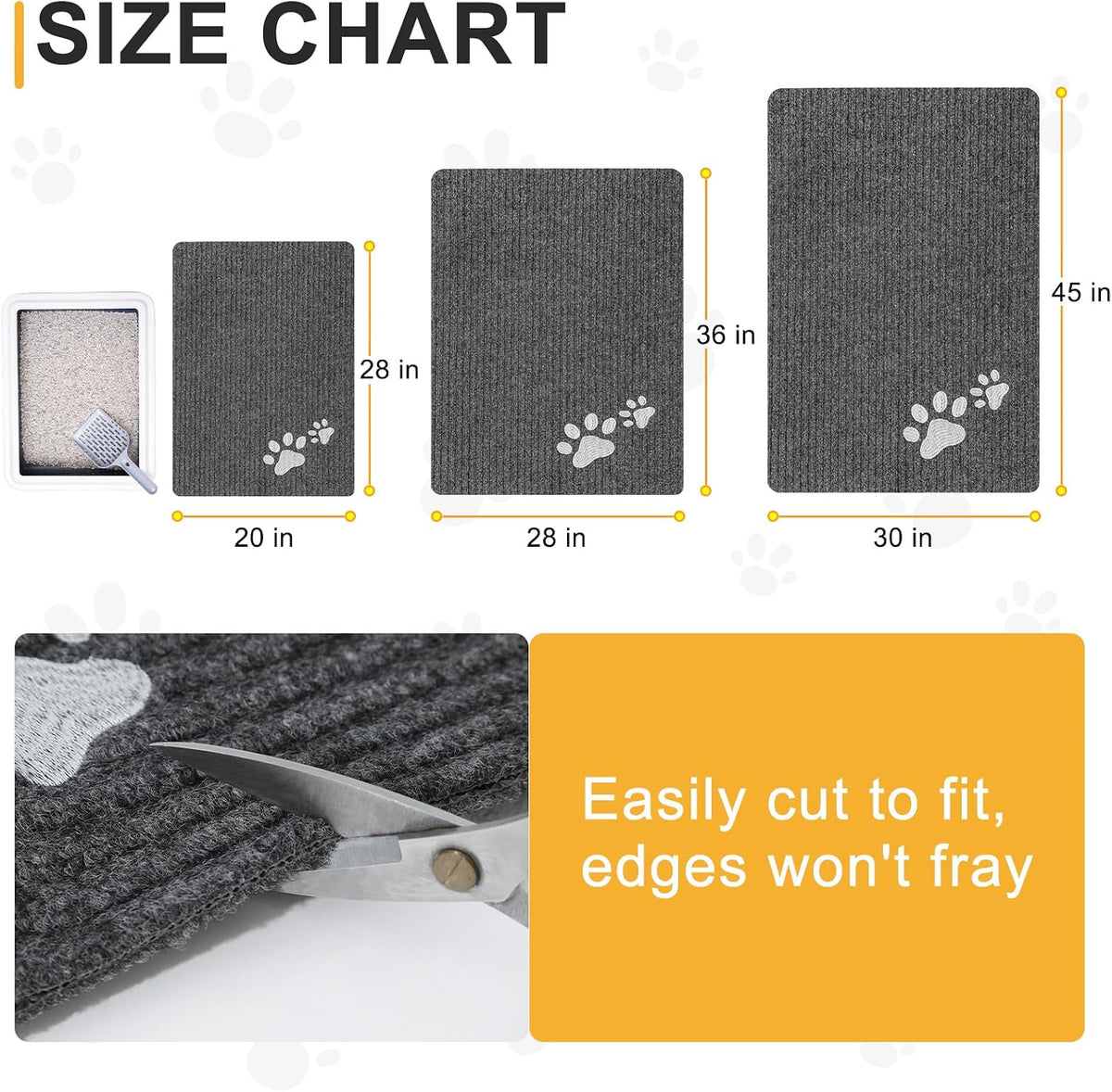 Cat Litter Mat, 20" x 28" Litter Trapping Mat, Waterproof – Daily Care for Cats - Grey / 20x28 Inch (Pack of 1) - image 2