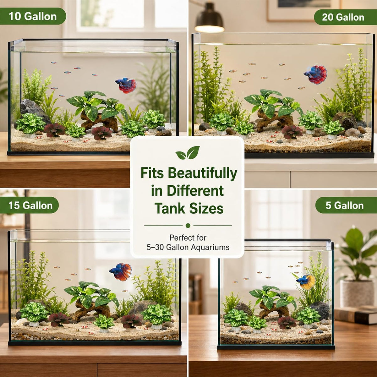 2-Pack Aquarium Decor Fish Tank Decorations 6-inch Betta Fish Tank - G（green 9 Pack） - image 4
