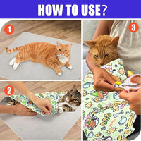 XANGNIER Cat Wrap for Grooming,Cat Restraint Wrap for Cutting Nails,Fabric Burrito Wrap for Nail Clipping, Anti-Scratch, Anti-Escape,Multifunctional Swaddle Wrap Pet Tool (20.8 x 20.8 Inch)