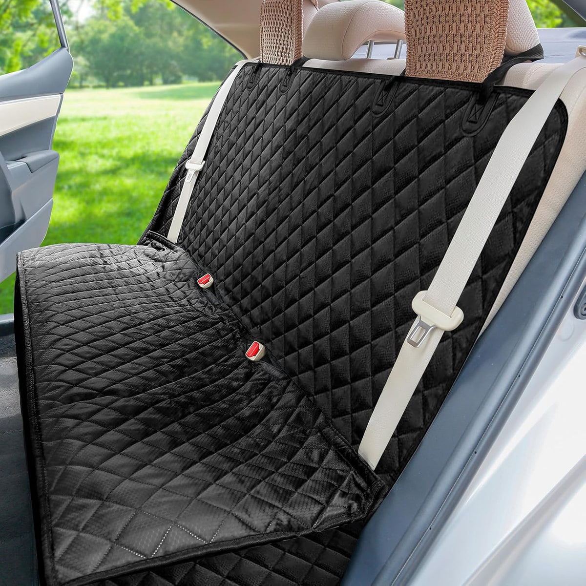Waterproof Scratchproof Pet Bench Seat Covers for Cars, SUVs – Essentials for Dogs - black / Medium-52"W - image 3