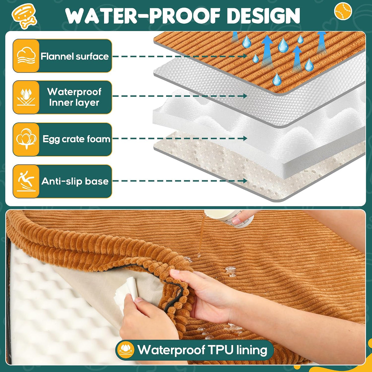 Dog Car Bed, Non-Slip Backseat Extender Pet Mat 50"x24.6"x2" – Essentials for Dogs - Medium (50"L×24.6"W×2"H) / Brown - image 4
