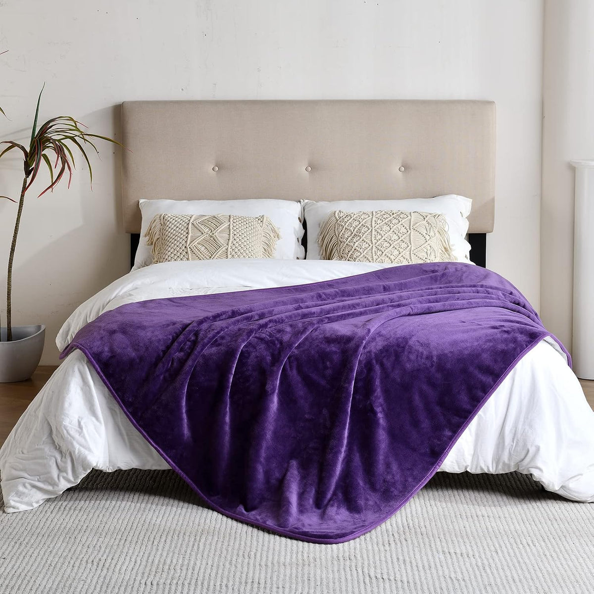 Soft Waterproof Blanket for Bed Couch Sofa - 60x80 inches / Dark Purple - image 3