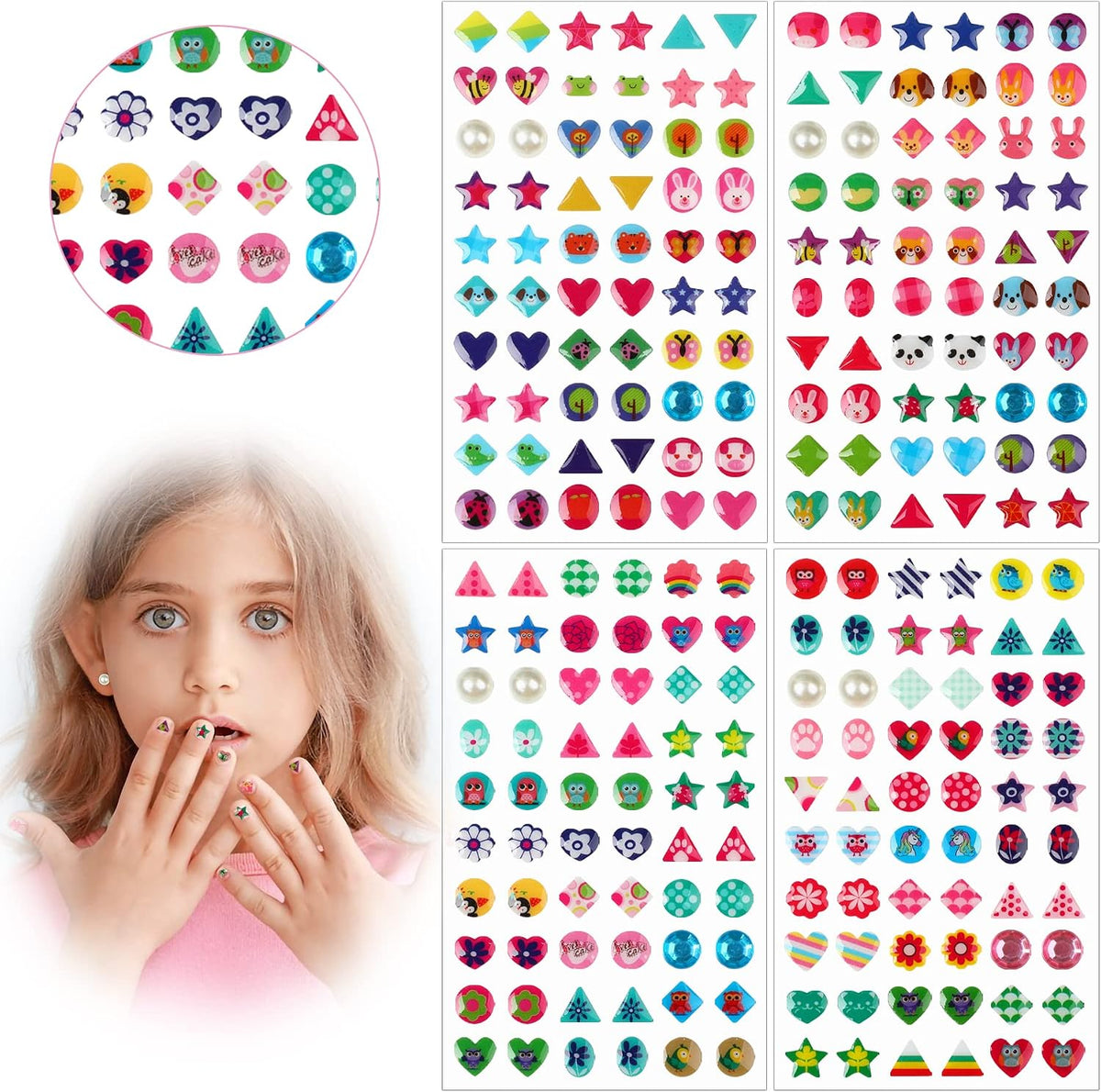 AUGSUN 240 Pcs Halloween Stick on Earrings for Little Girls – Fun for Kids & Family - Style A