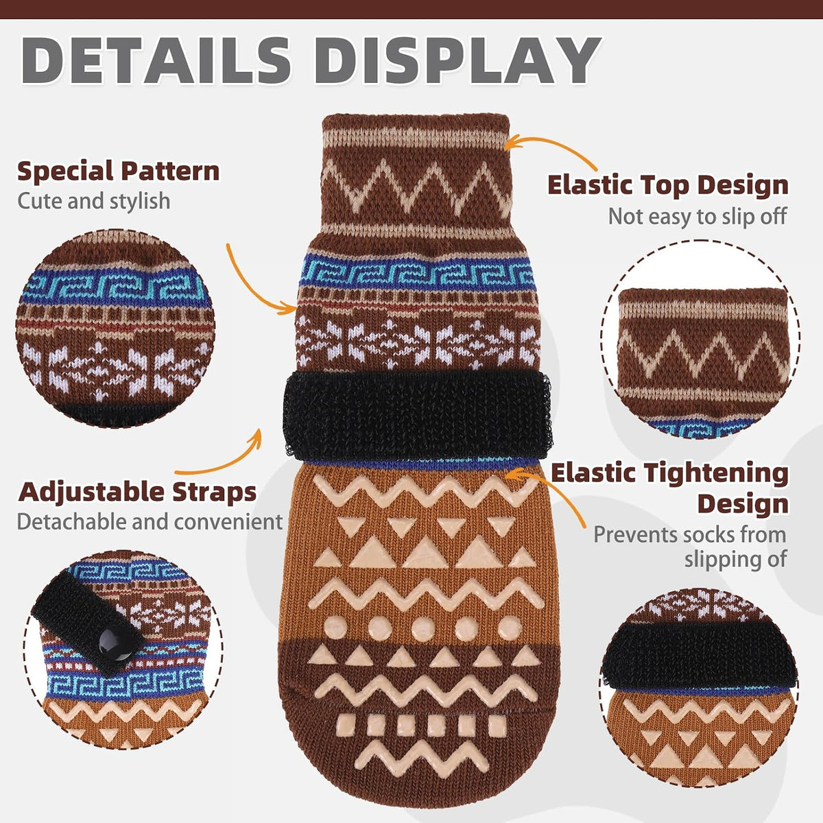 Dog Socks Shoes for Hot Pavement - Brown / X-Large(4 Pack) - image 2