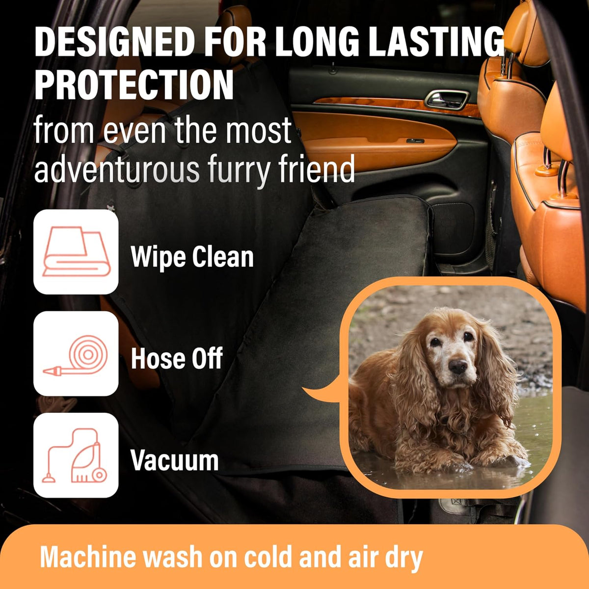 Dog Car Seat Cover for Back Seat - Standard / Black - image 3