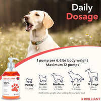 Brilliant Omega 3 Salmon Oil for Dogs & Cats - Norwegian Fish Oil Supplement with EPA & DHA Fatty Acids for Shedding, Allergy, Itching, Dry Skin & Joint Health - Skin and Coat Fish Oil Liquid, 40 Oz