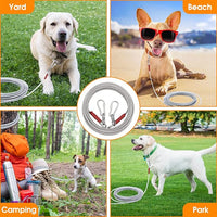 Dog Tie Out Cable for Dogs Outside Up to 125/250lbs,10/20/30/50FT Long Dog Leashe&Chains,Small-Large Dogs Runner Cable for Yard,Heavy Duty Lead Line for Outdoor,Camping,Yard(250lbs 30FT, Silver)