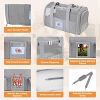 Soft Cat Carrier, Small Dog Bag Soft-Sided Cat Carriers - Gray / 17.0"L x 12.0"W x 11.0"H - image 4